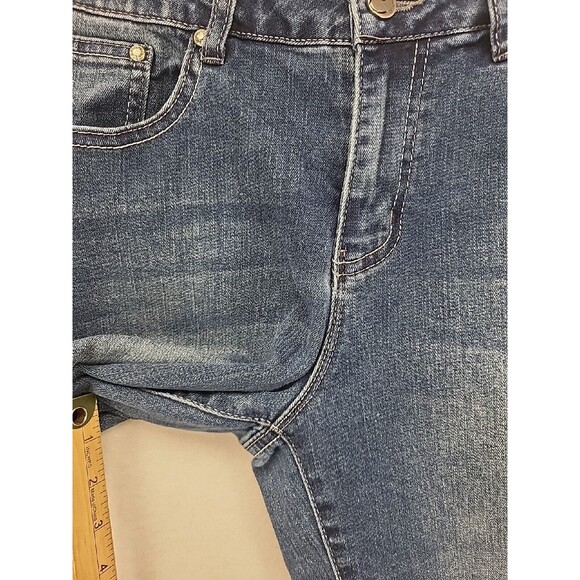 Earl Womens Jeans Blue 10 Denim Slim Boot Cut Western Rhinestone Pockets - Picture 7 of 16